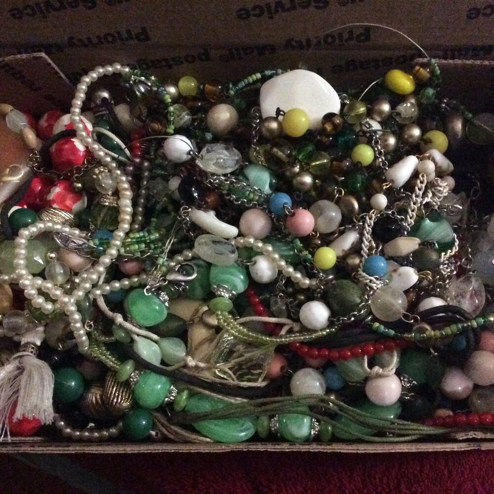 Small Flat Rate Box of Vintage & Retro Beaded Necklaces For Wearing/Crafting